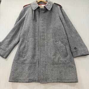 Vintage Lakeland Wool Overcoat Mens 42 Gray Military Style Overcoat USA Made
